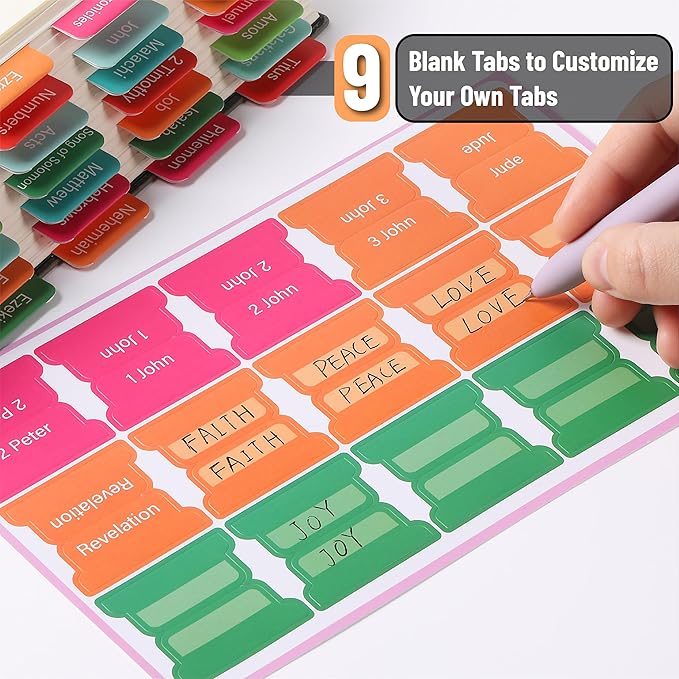 Mr. Pen- Bible Tabs, 75 Neon Laminated for Women and Men, Study Index, Bible Tabs for Study Bible, Bible Book Tabs, Bible Labels Tabs, Bible Tabs
