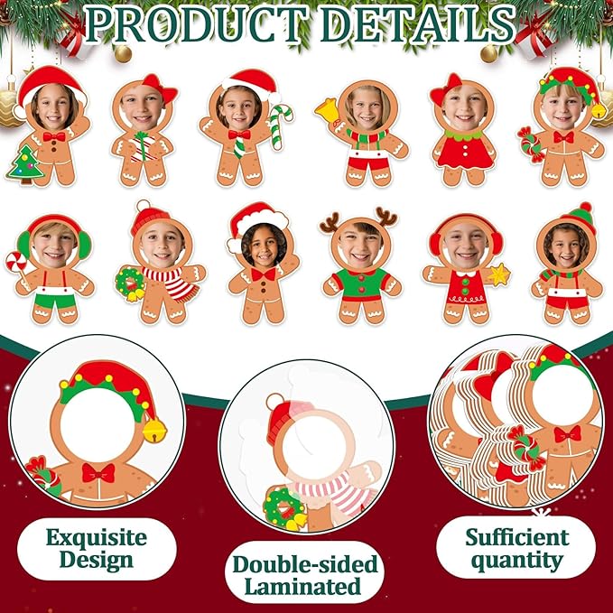 80Pcs Christmas Gingerbread Photo Cutouts Xmas Paper Decorations Bulletin Board Christmas Gingerbread Man Paper Cut-Outs Classroom Decor for Photo DIY Craft Classroom Home Winter Party Favor Supplies