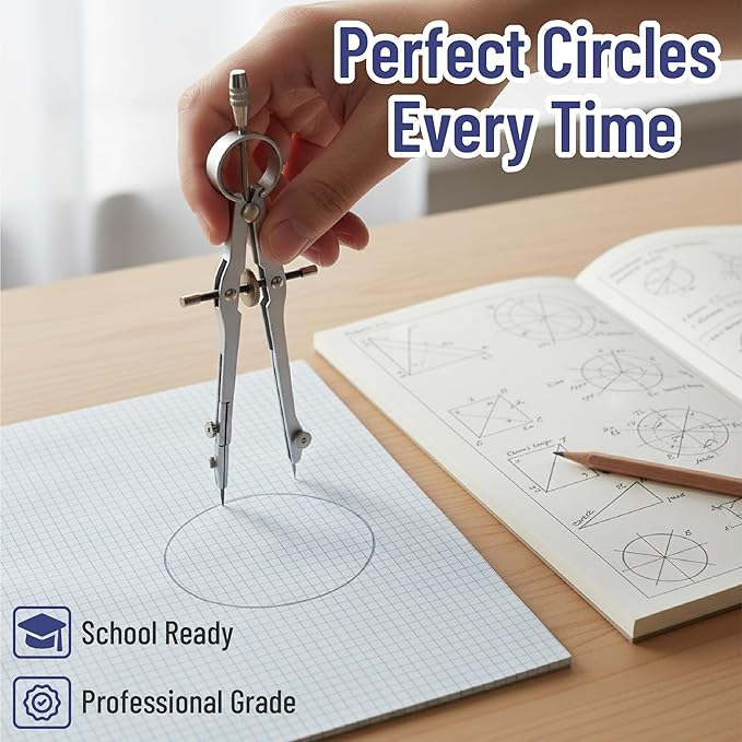 Mr. Pen- Geometry Set, 15 pcs, Pink, 6 Inch Swing Arm Protractor, Divider, Set Squares, Ruler, Compasses and Protractor