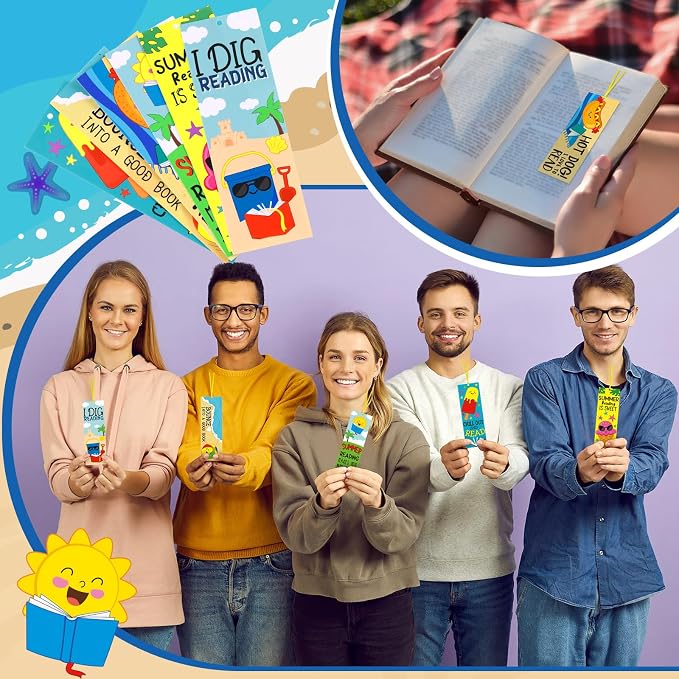 Skyygemm 60 Pcs Summer Reading Bookmarks Colorful Inspirational Reading Bookmarks End of Year Gifts for Back to School Gifts Prizes Party Favors
