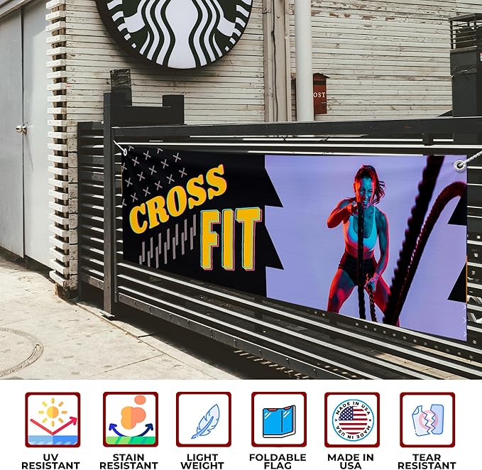 Crosss Fit Large Banners and Signs for Outdoor by Mavis Printing-Polyester Banner with 4 Holes for Easy Hang Indoor & Outdoor|4x1 Feet HD Print Sign to Promote Church| Made in USA