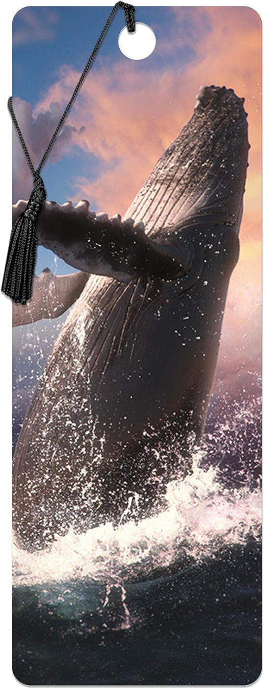 3D LiveLife Bookmark - Whale Jump from Deluxebase. Cute Lenticular Whale Page Marker. Animal Themed Accessories for Book Lovers. Small Gifts for Men, Women, Writers and Teachers.