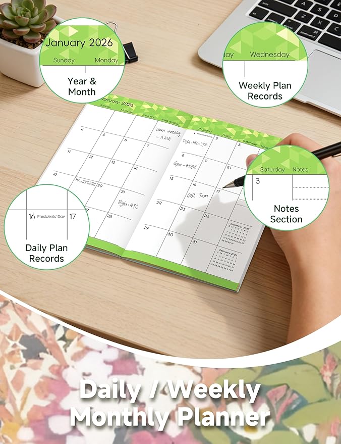 Pocket Calendar 2026-2028 Animal Series, Monthly Planner Jan 2026 to Jul 2028 (3.7" x 6.7") Perfect Purse Calendar, Pocket Agenda with Protective Plastic Sleeve- Napping Cat