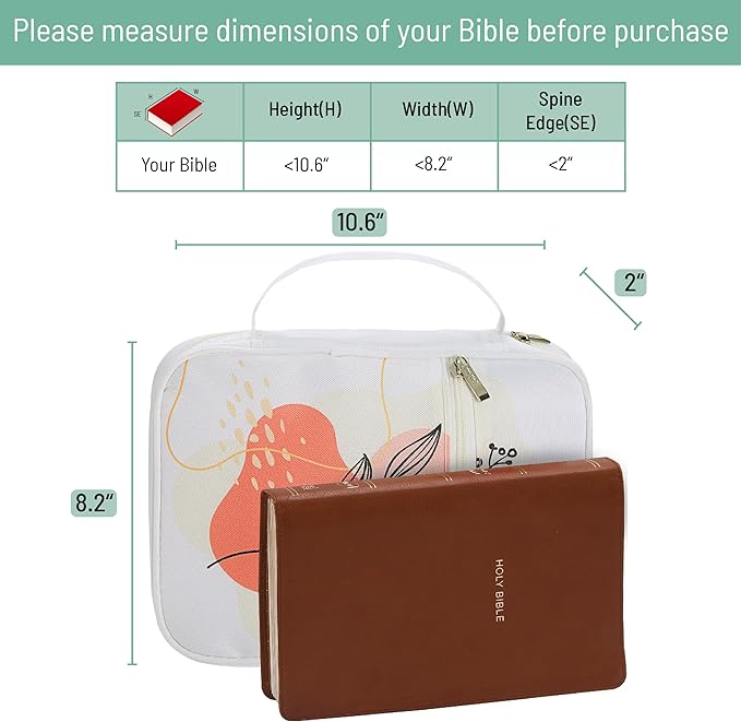 Mr. Pen- Bible Cover Case, Carrying Book Case with Durable Handle and Zippered Pocket, Bible Protective Church Bag for Men & Women, Christian Gifts, Blush Bloom