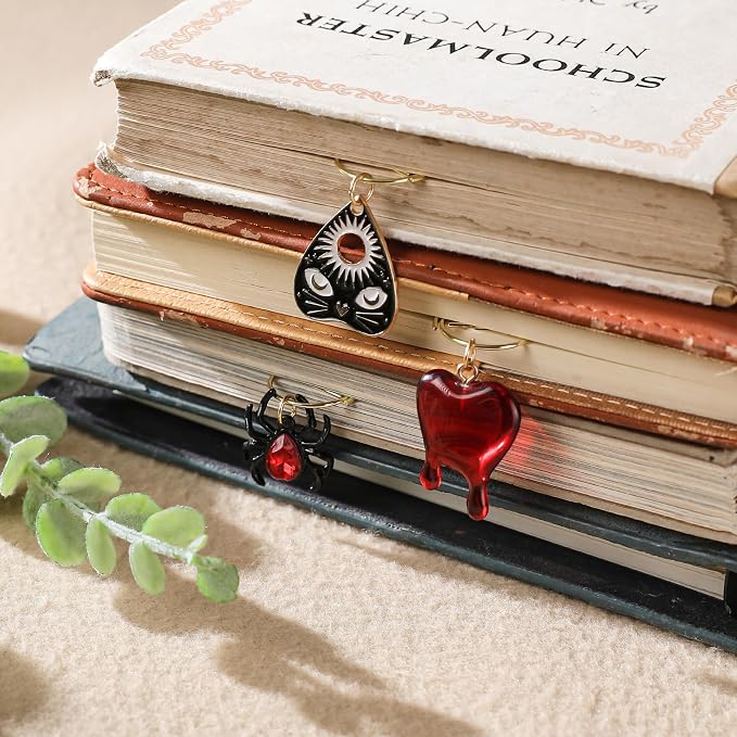 Dark Romance Metal Bookmark - 8 PCs Personalized Cool Unique Paperclip Book Marks Fantasy Horror Skeleton Page Markers Gifts for Reading Lover Women Men Bookish Birthday School Accessories