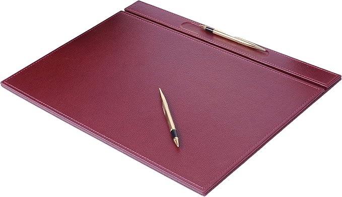 MOOGCO Leather Desk Organizer - 14 PCS Burgundy Home Office Accessories