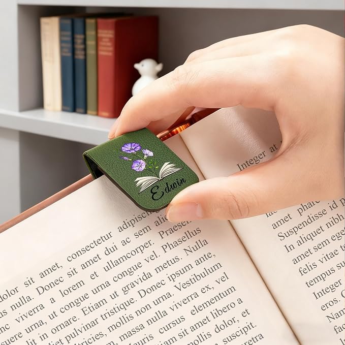 EDSG 2PCS Personalized Magnetic Bookmarks, Custom Bookmark Clip with Birth Flower & Name, Bookmarks for Book Lovers, Readers, Women, Men, Christmas, Birthday, Graduation (Style-2, 2PCS)