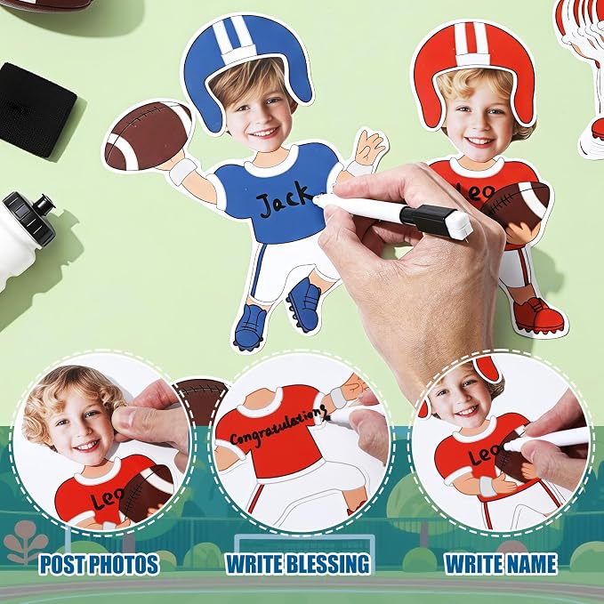 60Pcs Football Player Paper Cutouts Sport Bulletin Board Decoration Football Players DIY Photo Craft Cutout Sports Theme Classroom Supplies for Teacher Student Back to School Chalkboard Wall Decor