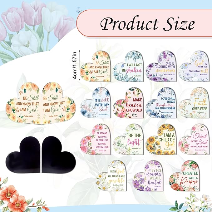 Christian Bible Magnetic Bookmarks Gifts - Wxiben 30 Pcs Inspirational Bookmarks for Women Bible Verses Floral Heart Book Mark Magnetic Page Clips Religious Gift for Church Reading Book Lovers Student