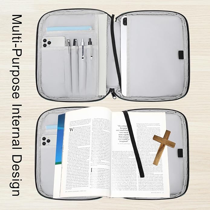 Bible Cover Case for Women Large Bible Cover for Girls Bible Study Supplies Accessories with Handle and Shoulder Strap | Durable