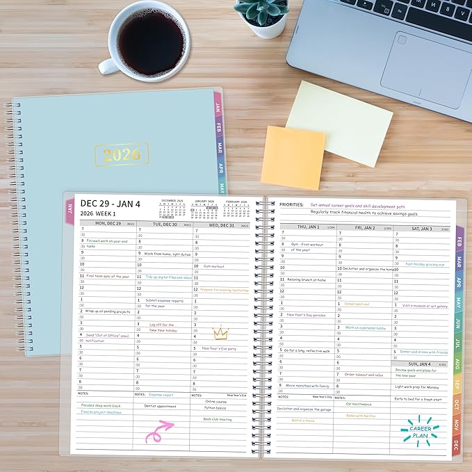 2026 Appointment Book, 30 Minutes-Hourly, Weekly ＆ Monthly Calendar Planner 2026, Jan 2026 - Dec 2026, 8.5'' x 11'', 2026 Daily Planner with Tabs ＆Pocket, Flexible Cover, Great for Office, Home, School