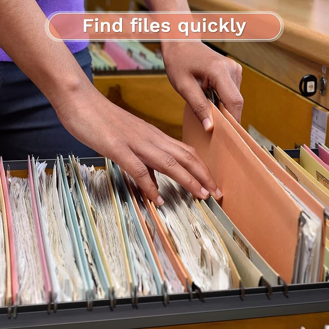 Tenare 4 Pieces Hanging File Rails PVC Black File Rails Hanging System Keeping Your Folders Neat and Organized(1/2 Inch Drawer Sides 24 Inch Long)