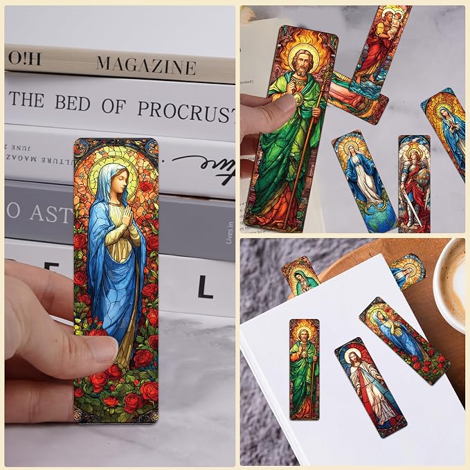 Catholic Virgin Mary Bookmarks, 48 Pcs Religious Saints Prayer Book Marks for Reading Women, Bulk Paper Page Marker Set with Jesus Saints Faith, Christian Gifts for Men Women Teens Church Supplies