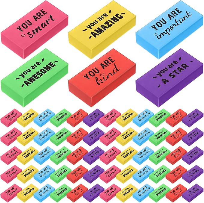 Resurhang 360 Pcs Inspirational Erasers Bulk for Kids Valentines Religious Party Favors Gifts Colorful Motivational Pencil Erasers, Back-to-School Gifts Motivational for Students Classrooms, Drawing