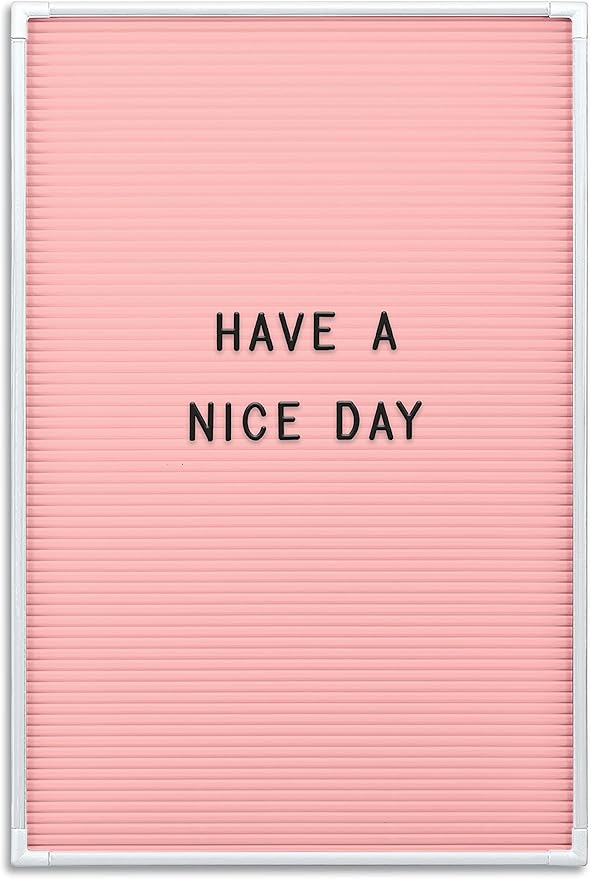 MooreCo Essential Letter Board, White Frame Pink Face, 18" x 12"W (84254)
