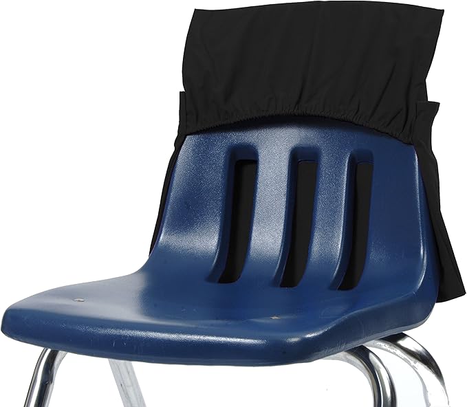 Seat Sack Elastic Chair Storage Pocket - 12-17 Inches, Black - Stretch for Multiple Size Chairs - Organizer for Classroom Chairs, Durable and Spacious, Storage and Organization