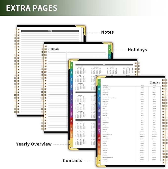 Planner -2026, Hardcover Weekly & Monthly Calendar Planner, January 2026 - December 2026, 8.5" x 11", Daily Agenda Book with Colorful Tabs, College Organizer Notebook, School & Work Supplies for Student Teacher Classroom