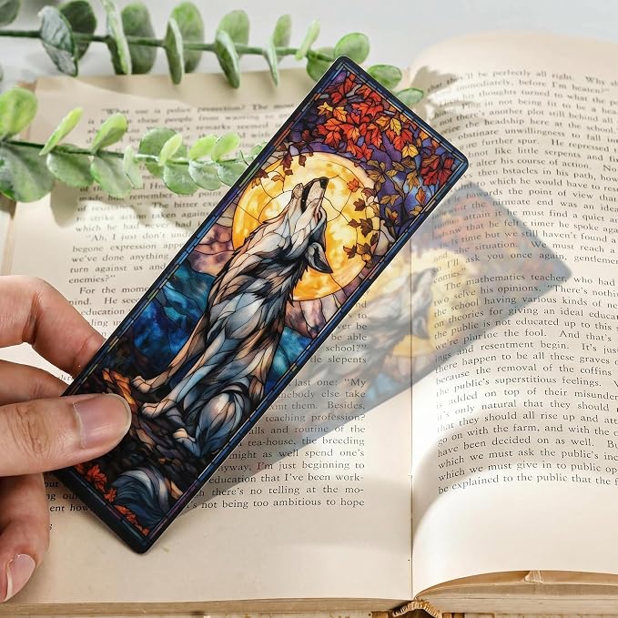 Cute Animals Bookmark Gifts - 10 Pcs Fantasy Cool Cats Stained Glass Art Bookmarks for Women Book Lovers Students Pretty Page Marks School Reading Accessories Bookish Birthday Graduation Gift