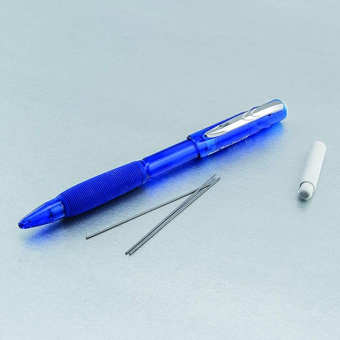 Pentel Twist-Erase GT, 0.7mm, Mechanical Pencil Transparent Blue, Box of 12 (QE207C)