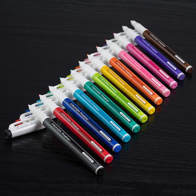 PILOT FriXion Fineliner Erasable Marker Pens, Fine Point 0.5 mm, Pack of 12, Assorted Colors, Erasable Pens - Ideal for School, Journaling, & Office Writing (Pack of 12)