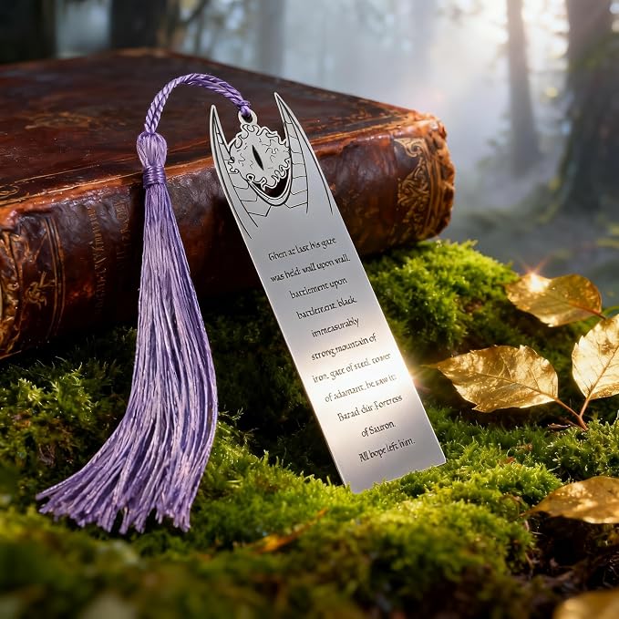 Lord of Rings Themed Metal Bookmark with Tassel for Men & Women,Stainless Steel Book Marker Gift for Fantasy Book Lovers-Eye of Sauron
