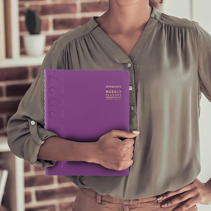 AT-A-GLANCE Planner 2026-2027 Weekly & Monthly Academic 12-Month July-June Half-Hourly Appointment Book, 8-1/4" x 11", Contemporary, Purple (70957X18)