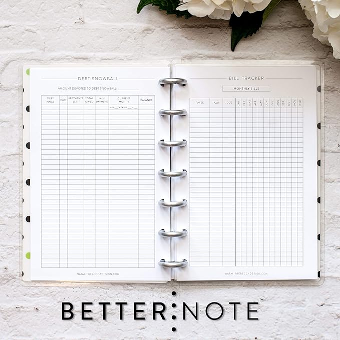 BetterNote Finance Plan Refill for Discbound Notebooks, Bill, Account, Expense, Budget, Debt Snowball, Fits Levenger Circa, The Happy Planner, Arc Systems, TUL, Talia, 1 Year Supply (7-Disc, 4.6”x7”)