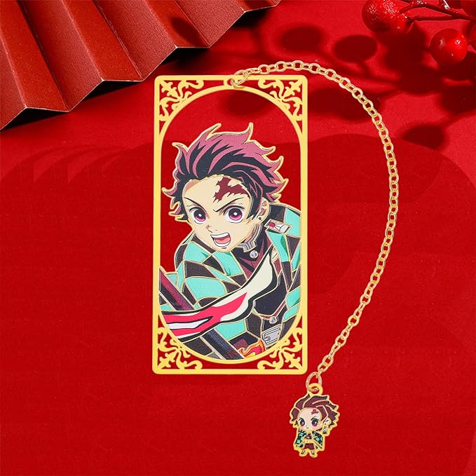 Demon Kamado Bookmark Page Mark, Anime Tanjiron Zenitsu Giyuu Kyoujurou Figure Reading Tool, Stationery Gifts for Reading Lovers Bookworm (Style B)