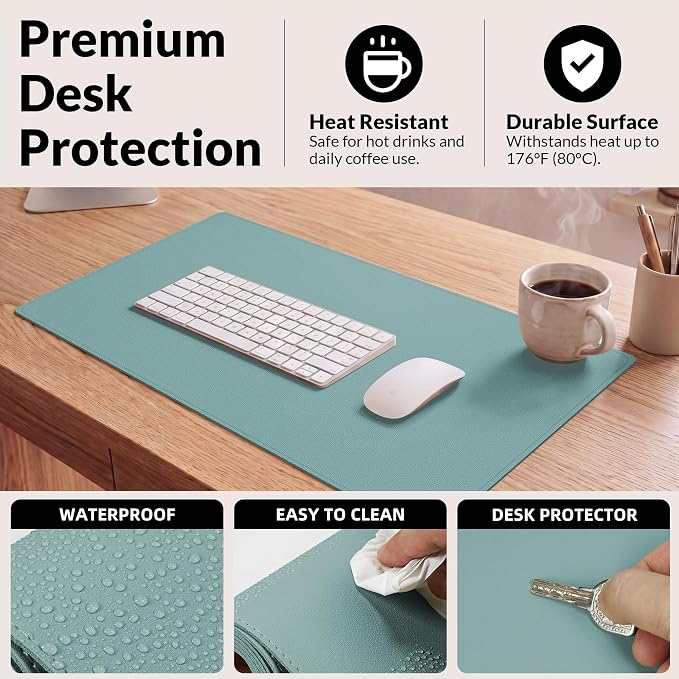 AFIING Cork Desk Mat, Rose Pink, 23.6" x 13.8", Desk Pad Protector | Dual-Sided Cork & PU Leather, Waterproof, Non-Slip, For Office, Home & Study