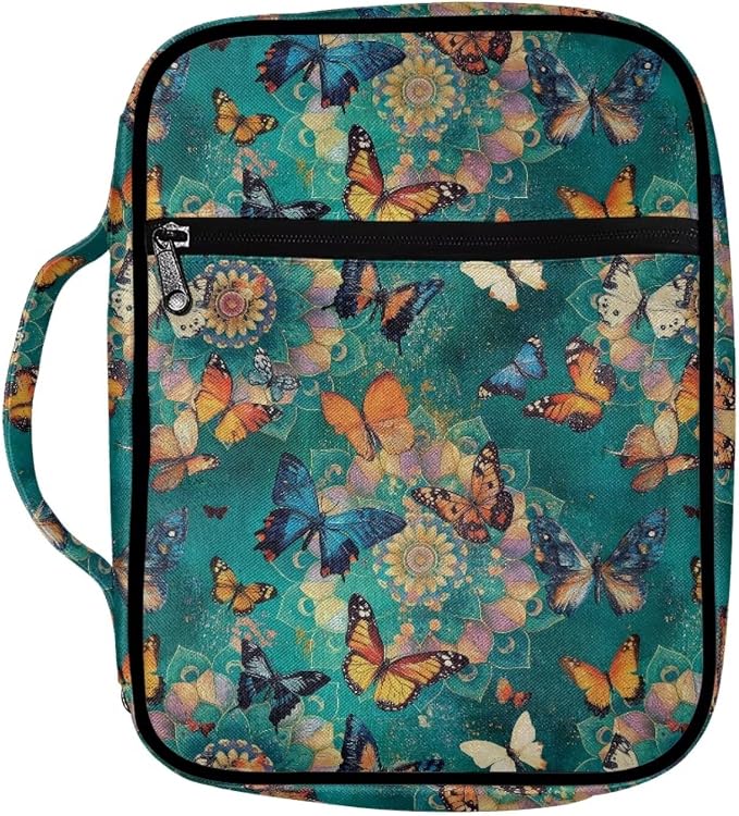 Coldinair Boho Butterfly Bible Case for Women Bible Bag Covers for Girls,Book Carrying Case Holder for Women,Fits for Standard/Large Size Bible