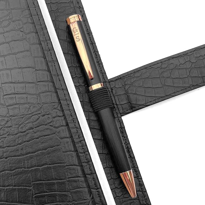 GALILEO® Double AA Big Book Cover & 12 Steps & 12 Traditions | PU Leather | Medallion Holder | AA Book Covers for Hardcover | AA Gift | Alcoholics Anonymous (Crocodile Leather/Black)