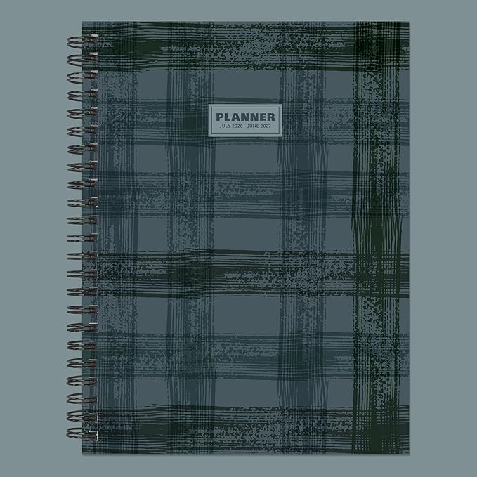 TF Publishing July 2026 - June 2027 Blue Flannel Medium Weekly Monthly Planner - 12 Month Academic Planner 2026-2027 with Durable Cover, Thick Uncoated Paper and Planning Stickers - 6.5 x 8 in