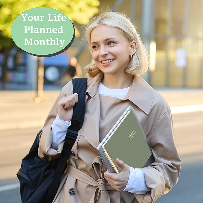 KMQOY Monthly Planner 2026-2027, 2026 Calendar 24 Months Planner, Jan 2026 - Dec 2027, 7.5"x10", Personal Calendar with Monthly Goals, To-Do List, Habit Tracker, 2 years for School Office Home Planning(Green)