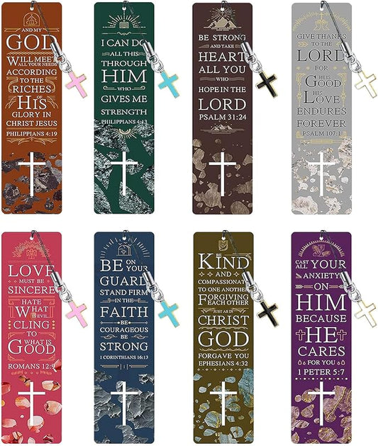 8PCS Diamond Painting Art Bookmarks,Cute Acrylic Bookmarks Crafts Kits Gifts with Pendants for Adult Women Book Lovers (Christian)