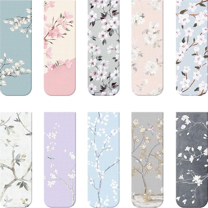 Chinco 10 Pieces Magnetic Bookmarks Clips Magnet Page Markers Assorted Book Markers Set for Women Reading Gifts(Floral)