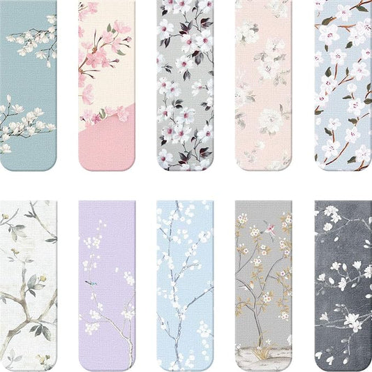 Chinco 10 Pieces Magnetic Bookmarks Clips Magnet Page Markers Assorted Book Markers Set for Women Reading Gifts(Floral)