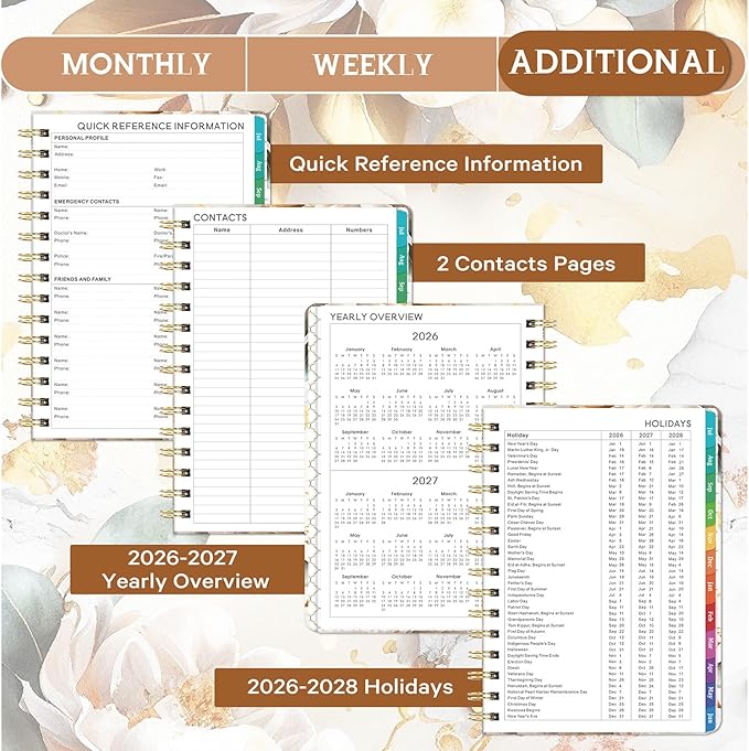 Planner 2026-2027 - Planner 26-27 Weekly and Monthly, Jul.2026 - Jun.2027, 8.5" x 6.4", 2026-2027 Calendar Planner with Monthly Tabs, Back Pocket, Sturdy Binding