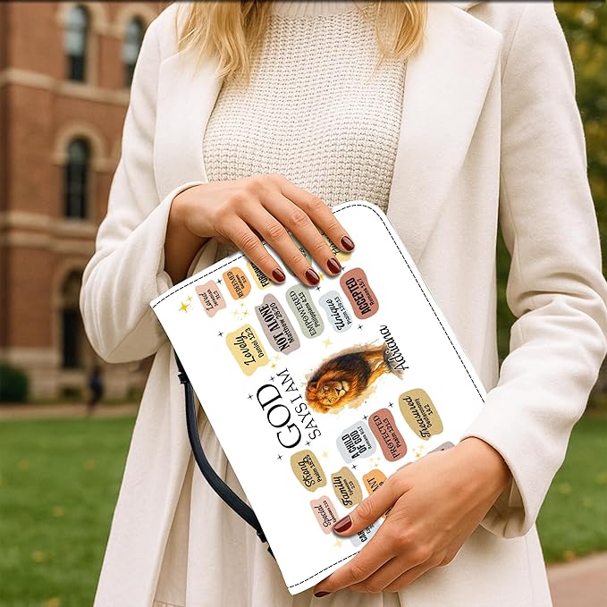 Personalized Bible Cover for Men, Christian Bible Case PU Leather, Jeus Bags Religious Appreciation Gifts for Women Girls Daughter Christian with Handle Zipper (BIBLE-10, M-2XL)
