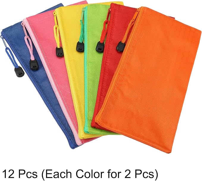 PATIKIL Waterproof Zipper Bags, 12 Pack A6 Pocket File Pouch Storage Accessory for Office Travel Supply, Multicolor