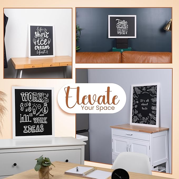 Loddie Doddie Magnetic Chalkboard - 18 x 22 in, White Frame, Wall Mount - Stain-Resistant Easy-Erase Magnetic Board - Photo & Note Display Magnet Board - Creative Fun Chalkboard for Kids
