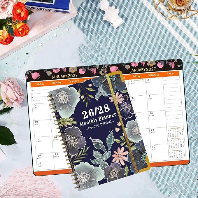 3 Year Monthly Planner 2026-2028 9'' x 11'' with 36 Monthly Tabs 3 Year Calendar 2026-2027-2028 Great for Long-Term Planning (Navy blue)