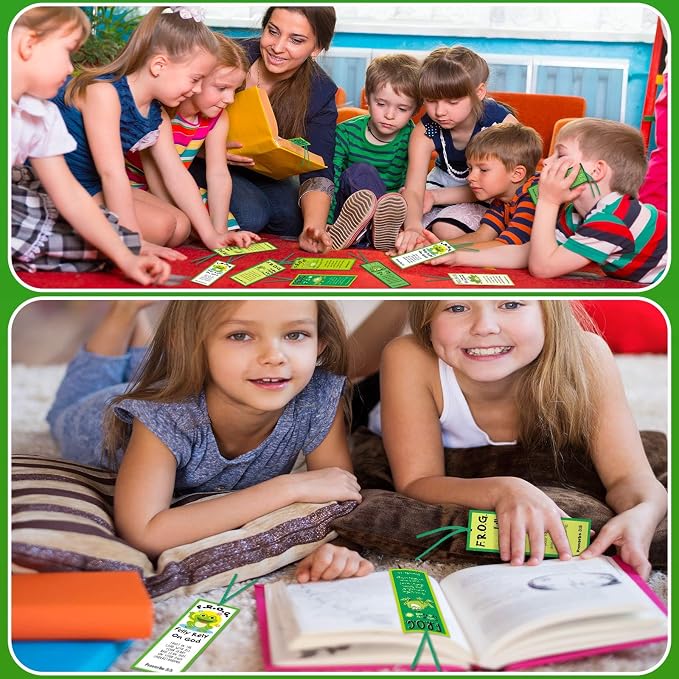 60 Pcs Fully Rely On God Frog Bookmarks Proverbs 3: 5 F.R.O.G. Christian Bible Verse Bookmark Gift Religious Inspirational Bookmark for Church Sunday School VBS(Fully Rely on God)