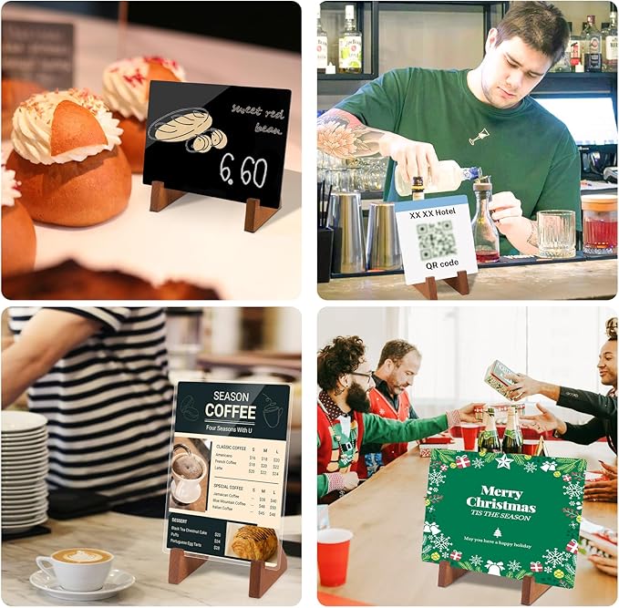 Wood Mini Place Card Holder 2.36X3 Inch for Sign Holder Chalkboard Bar/Coffee Menu Message Board Display, Table Number Food Label Stand