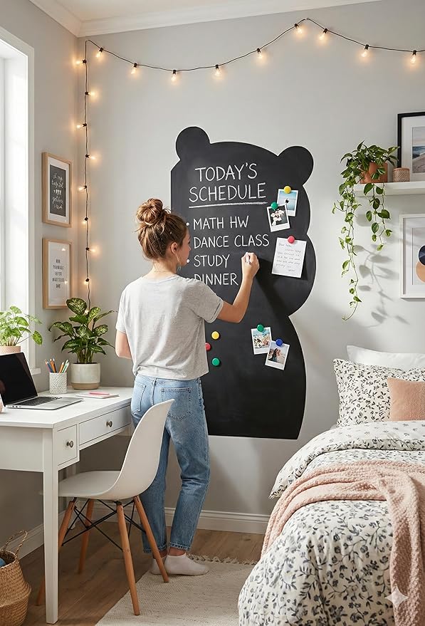 Cartoon-Style Magnetic Wall Chalk Board for Kids - Peel & Stick Magnetic Board for Drawing, Writing & Learning - Chalkboard Wall Sticker for Playrooms, Bedrooms, Classrooms & Homeschool - Bear