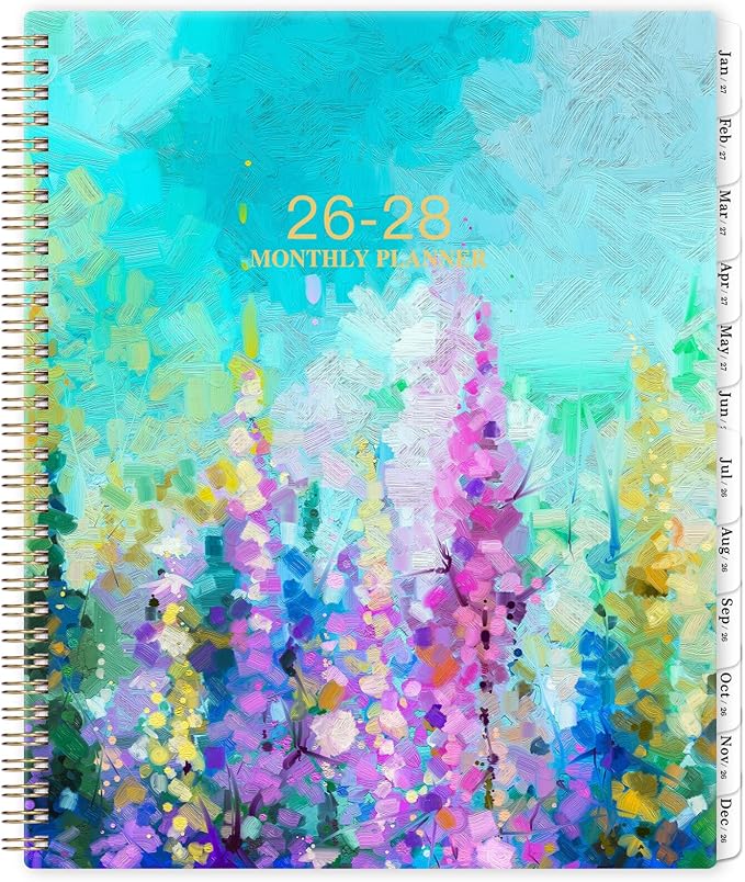 2026-2028 Monthly Planner - 2 Year Monthly Planner/Calendar 2026-2028, July 2026 - June 2028, 11" x 9", 24 Months Calendar, Yearly planners, Tabs, Inner Pocket, Twin-wire Binding - Oil Painting
