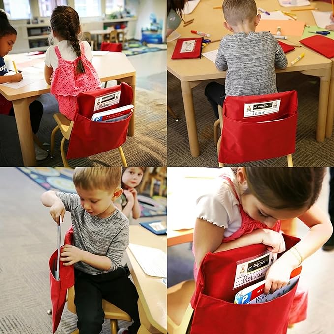 Seat Sack Elastic Back Storage Pocket, 12 to 17 Inches, Red