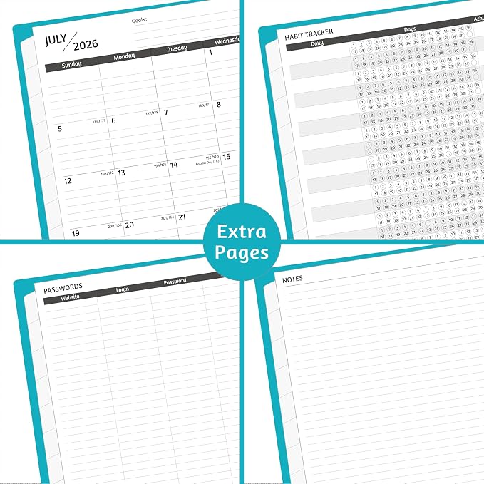 Monthly Planner 2026-2029, 36 Months Calendar Planner 2026-2029 from Jul 2026 – Jun 2029, 8.5'' x 11'' with Ruled Spread, Flexible Cover, Spiral Wirebound, Pocket, Coated Tabs, Notes ＆ Habit Tracker