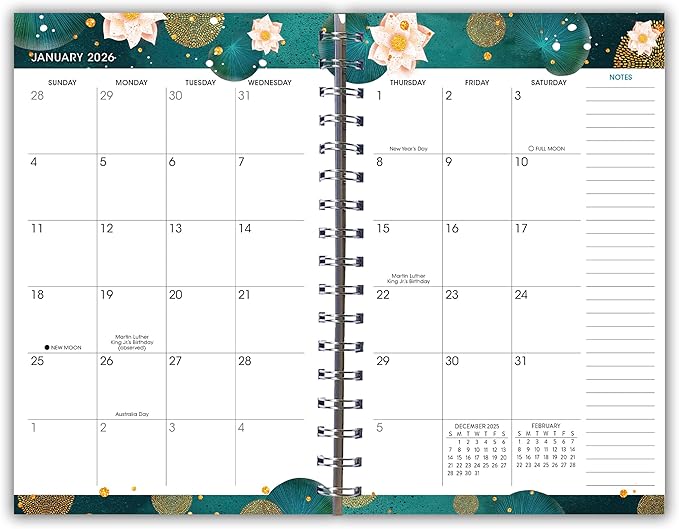 Golden Koi 2026 Weekly & Monthly Planner, 12-Month Engagement Calendar with Asian-Inspired Art and Tranquil Koi Fish Design, 2026, 6" × 9"