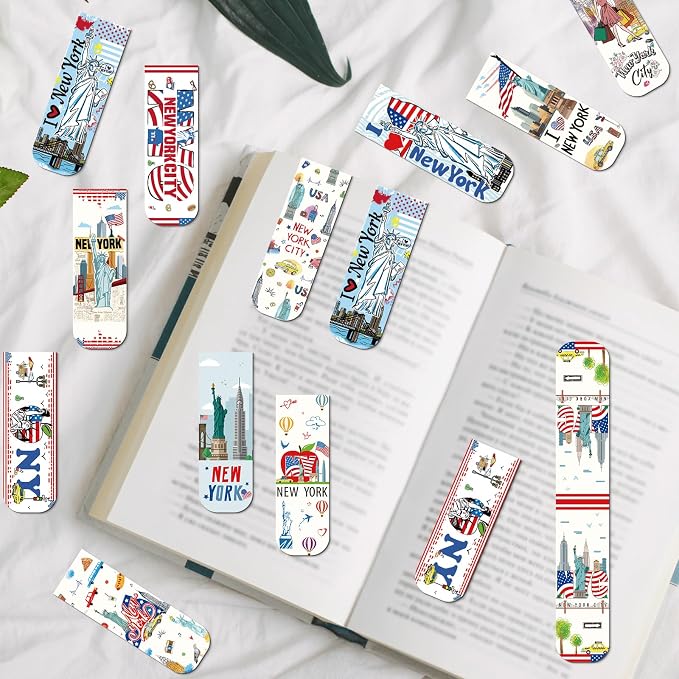 New York Magnetic Bookmark Gifts - Wxiben 48PCS City Travel Magnetic Bookmarks NYC Book Marks Magnets USA City Page Marker Clip for Women Book Lovers Traveler Students Teacher New York Souvenirs Gift