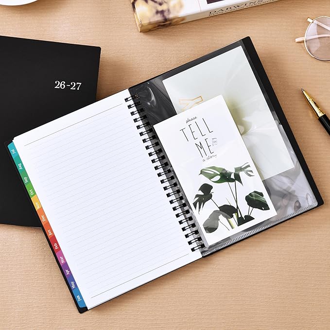 Planner 2026-2027 - Academic Planner 2026-2027, July 2026 - June 2027, 6.3" x 8.4", 26-27 Planner Weekly and Monthly, Colorful Tabs, PP Cover, A5 Thick Paper, Twin-Wire Binding - Black